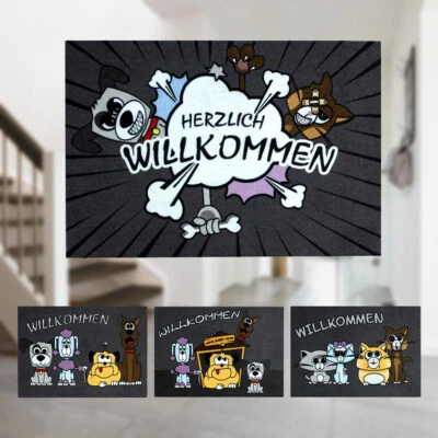 Fußmatte Türmatte Hunde Katzen Tier Haustier Schmutzfangmatte Willkommen Matte ( - Bild 1 von 3