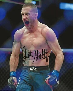 Foto firmada de 8x10 de luchador de UFC Justin Gaethje certificado de autenticidad foto a prueba - Imagen 1 de 6