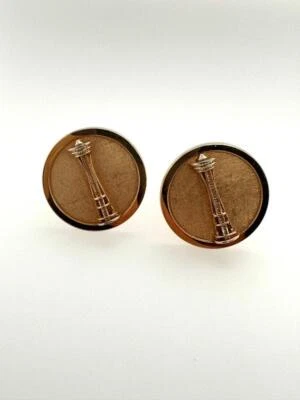 Gemelos de aguja espacial Swank vintage tono dorado para hombre Seattle Foto 1 de 4
