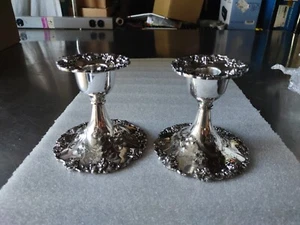 Antique Barbour International Silver Plated Hand Chased Candlestick Holders - Picture 1 of 6