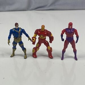 Marvel Avengers & X-Men Metal Diecast Lot x3 90s Toy Iron Man Cyclops & Magneto
