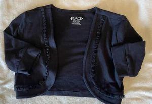 The Children's Place Black Short Sleeve Shrug Sweater Size 7-8 EUC - Picture 1 of 2