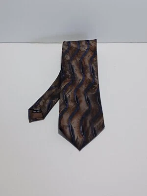 J. Ferrar Men's Necktie Tie Silk Brown Blue Geometric Made in Italy  - Image 1 of 4