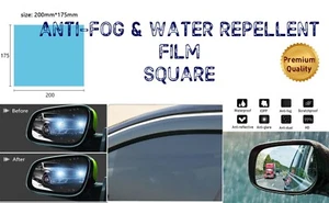 CAR DOOR WINDOW/WINDSHIELD ANTI GLARE/MIST/FOG RAIN PROOF SQUARE STICKER FILM x2 - Picture 1 of 11