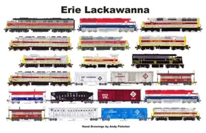 Mantel laminado de ferrocarril Erie Lackawanna 11""x17"" Andy Fletcher - Imagen 1 de 1