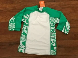 New Gymboree Boys Green and White Floral Rashguard Rash Guard Size 4 4T - Picture 1 of 6