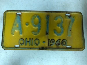 1960 OHIO License Plate A-9137 - Picture 1 of 1