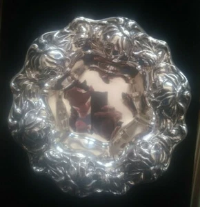 Antique Art Nouveau Sterling Silver Tray, Rose Flower Motif - Picture 1 of 6