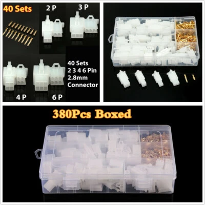 Kit terminal de conectores de fio 380 peças elétrico motocicleta 2,8 mm 2/3/4/6 pinos - Imagem 1 de 4
