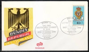 Germany 1978 cover SST Sonderstempel Bonn . German Unity Day. 25 jahre 1953-1978 - Picture 1 of 1
