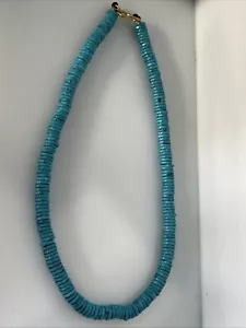 Collar de cuentas de disco MMA vintage - cierre de gancho turquesa 8,5 mm 18" - Imagen 1 de 6