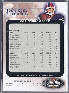 2002 Fleer Box Score Football Josh Reed Bills Box Score Debut Card #0481/2002 - Picture 1 of 2