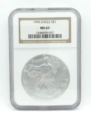 OBO! NGC MS69 1996 Eagle S$1 Coin 1oz Fine Silver One Dollar Coin Uncirculated - Image 1 of 3
