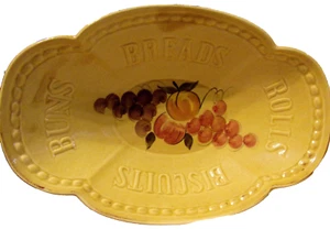 Vintage 1952 Los Angeles Potteries Mold #51 Yellow Fruit Motif Bread Rolls Bowl - Picture 1 of 7