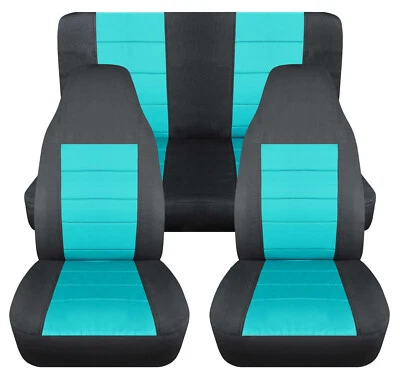 Fundas de asiento de coche de algodón 2 tonos delanteras + traseras para Toyota Paseo 1992-1995 Foto 1 de 4