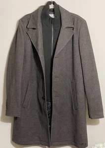 Kenneth Cole Men Brown Double Breasted Peacoat Coat Jacket Size L - Picture 1 of 12