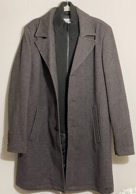 Kenneth Cole Men Brown Double Breasted Peacoat Coat Jacket Size L - Image 1 of 4