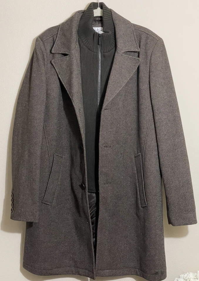 Kenneth Cole Men Brown Double Breasted Peacoat Coat Jacket Size L - Image 1 of 4