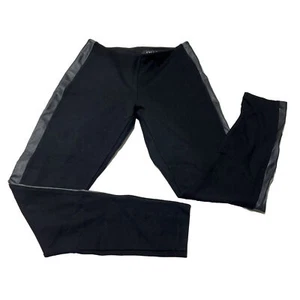 Lysse Womens High Rise Faux Leather Trim Leggings Black Sz S Tummy Control - Picture 1 of 14