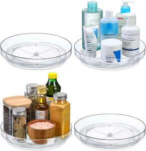 4 Pack 9 Inch Non-Skid Lazy Susan Organizers, Turntable Rack for Kitchen Cabinet - Picture 1 of 12