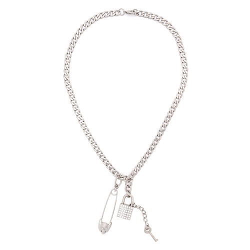 MOSCHINO PHILIPP PLEIN Collana Con Ciondolo A Forma Di Teschio Di Cristallo In Argento