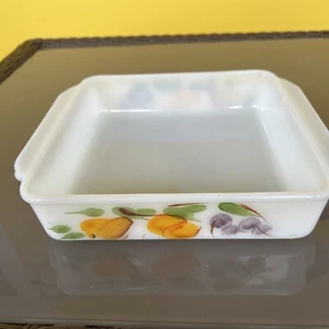 Anchor Hocking Fire King Gay Fad Fruit Design #452 Square Baking Pan Dish 8" - Picture 1 of 5