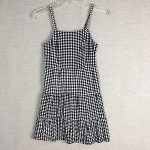 Loft Dress Women 00 Petite Black White Gingham Babydoll Tiered Tunic Top Country - Picture 1 of 7