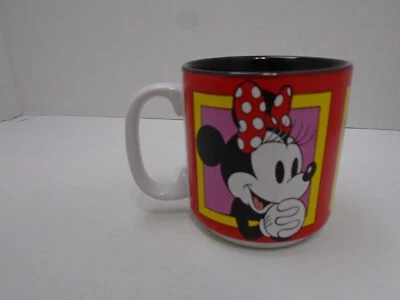 Disney Minnie Mouse Coffee Mug Ceramic Cup Made Thailand red yellow pink black - Image 1 of 4