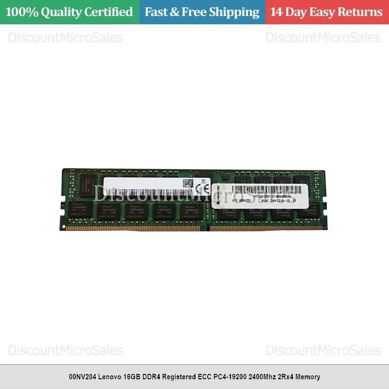 00NV204 Lenovo 16GB DDR4 Registered ECC PC4-19200 2400Mhz 2Rx4 Memory - Image 1 of 1