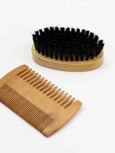 Beard Brush and Comb set Boar Bristle Hair Beard Kit Travel Home B2-7 - Picture 1 of 2