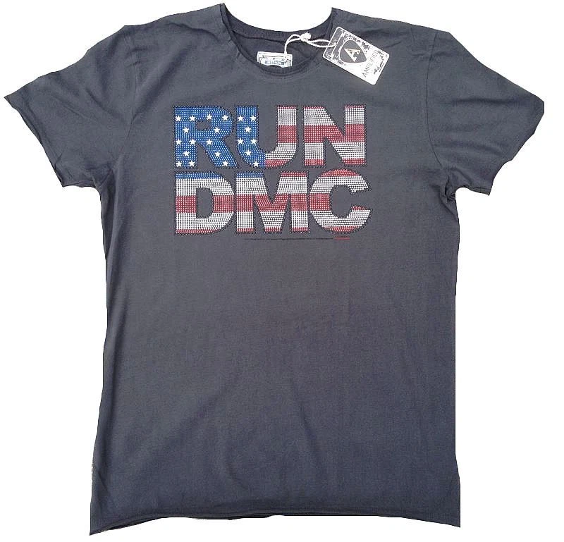 Camiseta vintage Hot Amplified Run DMC EE. UU. Estrellas Rayas Strass 80' Hip Hop M 48 Foto 1 de 3