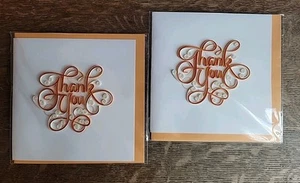 Thank You Quilling Greeting Card Lot Of 2 Framable Special - Picture 1 of 3