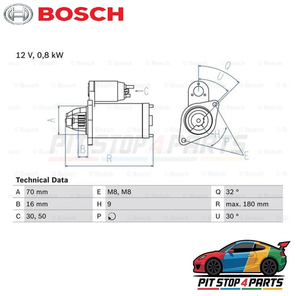 Bosch 0986022151 Starter Fits Smart Crossblade 2002-2003 A0051510701 - Image 1 of 1