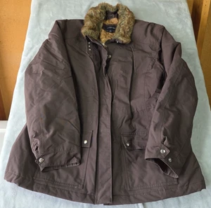 Lands End Women's 18-20 XL Parka Coat Winter Waterproof Brown Quilted lined 0842 - Picture 1 of 22
