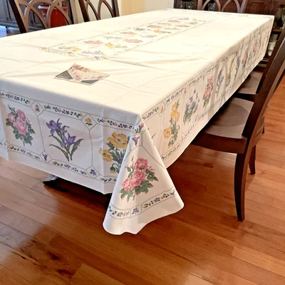 Sunweave Tablecloth English Garden Botanical Multicolor Floral 60X90" Brazil - Image 1 of 4