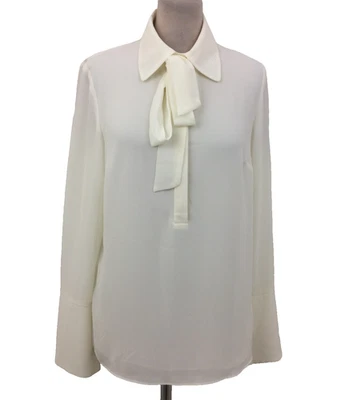 Next Women's Blouse Size 10 Ivory Collared Long Sleeve Buttons New F1 - Image 1 of 4