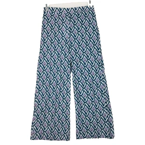 MNG Mango Kids Pants Girls size 13-14 Green Purple Elastic Waist 100% cotton NEW - Picture 1 of 9