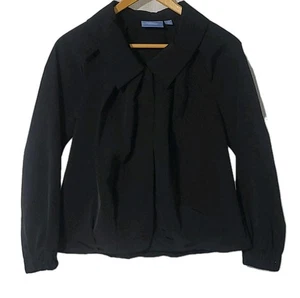 Simply Vera Vera Wang Sz PS Blk Cropped Wide Collar Snap Closure Swing Coat - Picture 1 of 13