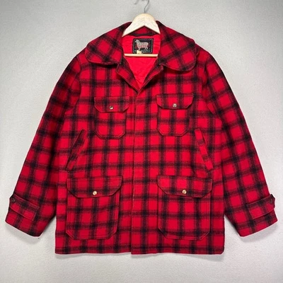Chaqueta de Colección Años 50 Woolrich Mackinaw Para Hombres 40/M Rojo Búfalo Lana a Cuadros Caza Granero Foto 1 de 4