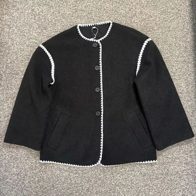 Mark And Spencer M&S Coat Jacket Cardigan Black Women’s Size Medium No Scarf - Image 1 of 4