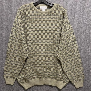 Gianfranco Ruffini Italy Sweater Mens XL Tan 3D Knit Grandpa Cosby Retro VTG 90s - Picture 1 of 7