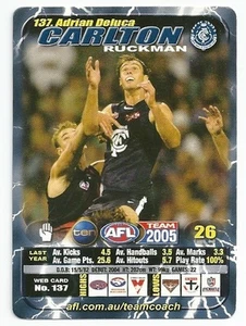 2005 Teamcoach (137) Adrian DELUCA Carlton - Picture 1 of 1