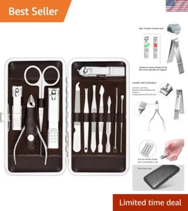 Complete Nail Grooming Kit: 12 Stainless Steel Tools in Elegant Travel Case - Picture 1 of 10