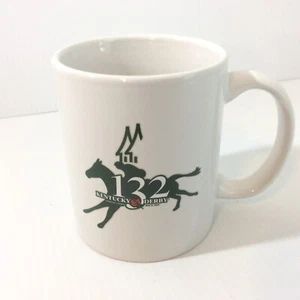 132 Kentucky Derby Coffee Mug Horse Rider 2006 White Green M Ware - Picture 1 of 8