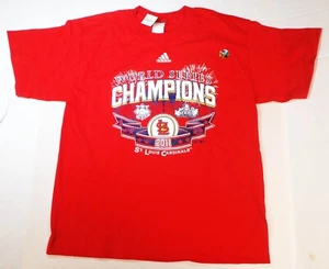 ST LOUIS CARDINALS 2011 WORLD SERIES CHAMPIONS ROSTER XL Cotton Tee Adidas NWT - Picture 1 of 5