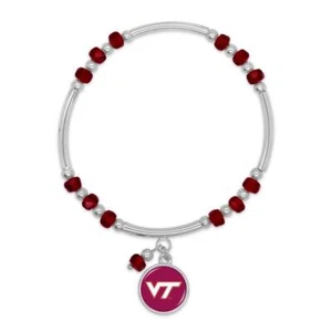 Virginia Tech Ivy Stretch Bracelet Silver Jewelry Gift VT - Picture 1 of 1