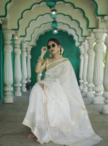 Soft Lichi Silk Designer Women Saree Indian Bollywood Sari with Unstitch Blouse - Picture 1 of 4