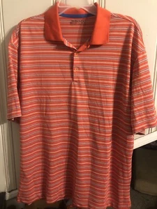 Men's NIKE FIT DRY S/S Polo Shirt Sz Large Red White Striped Mesh Golf EUC - Picture 1 of 4