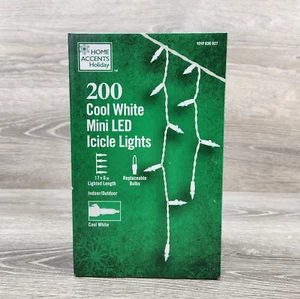 NEW HOME ACCENTS HOLIDAY 200 COOL WHITE MINI LED ICICLE LIGHT SET - Picture 1 of 10