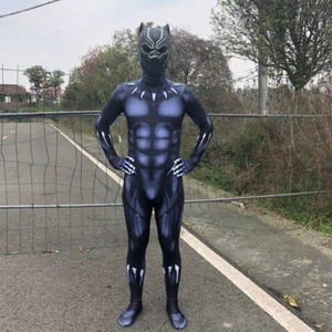 2018 Movie Black Panther Costume Superhero Cosplay Zentai Jumpsuit For Adult Kid - Picture 1 of 14